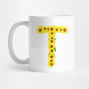 Sunflowers Initial Letter T (White Background) Mug